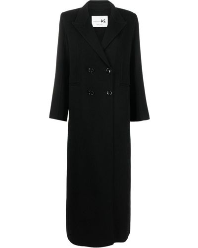 Manzoni 24 Double-breasted Maxi Coat - Black