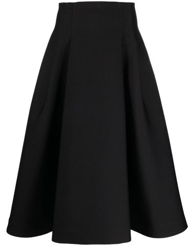 Bottega Veneta Wool A-line Midi Skirt - Black