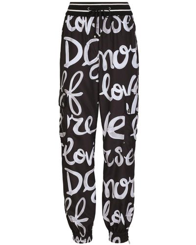 Dolce & Gabbana Pantalones de chándal rectos con logo - Negro