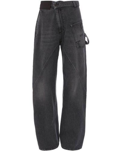 JW Anderson Jean ample à design torsadé - Gris