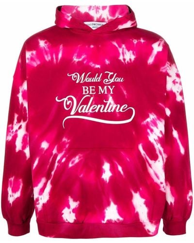 Balenciaga Valentine Tie-dye Pullover Hoodie - Pink