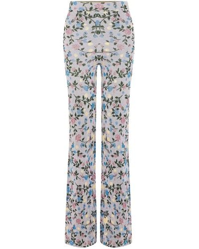 Rabanne Pantalones con motivo floral en jacquard - Gris