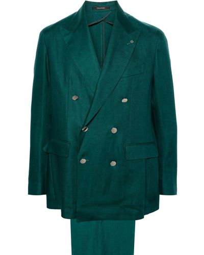Tagliatore Double-breasted Linen Suit - Green