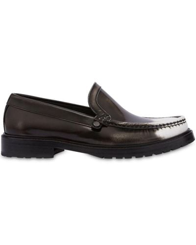 Moschino Distressed-effect Leather Loafers - Black