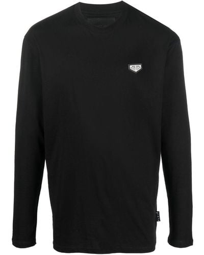 Philipp Plein Round-neck Long-sleeve Top - Black