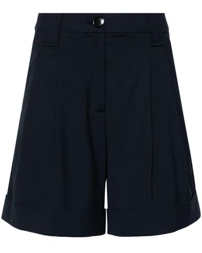 Ganni High-rise Pleated Shorts - Blue