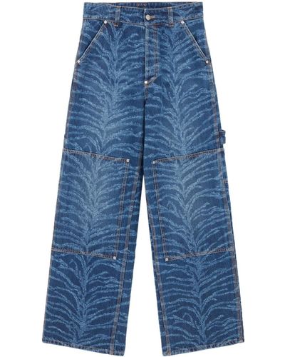 Stella McCartney Tiger-print Wide-leg Cargo Jeans - Blue