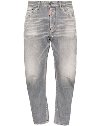 DSquared² Halbhohe Straight-Leg-Jeans - Grau