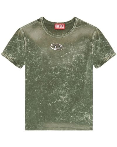 DIESEL T-Uncuties T-Shirt mit Logo-Schild - Grün