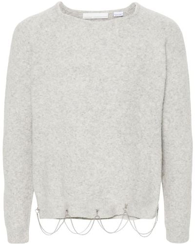 Random Identities Crystal-embellished Wool-blend Sweater - White