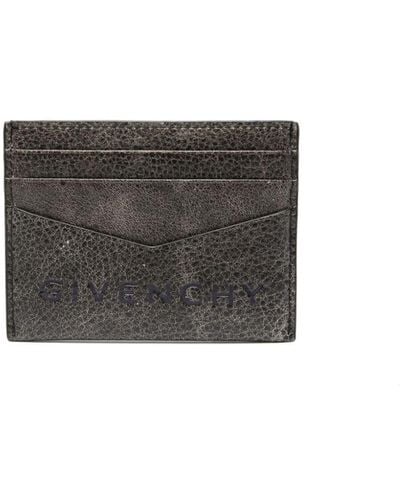 Givenchy Cracked-effect Leather Cardholder - Grey