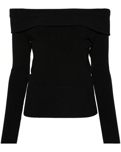 IRO Acelia Off-shoulder Knitted Top - Black