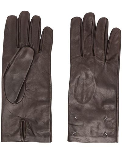 Maison Margiela Handschuhe aus Leder mit Ziernähten - Braun