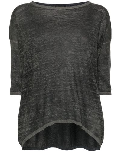 Avant Toi Knitted Linen-blend T-shirt - Black