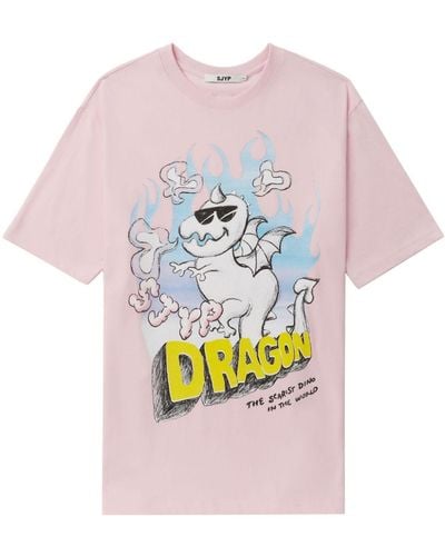 SJYP Graphic-print Cotton T-shirt - Pink