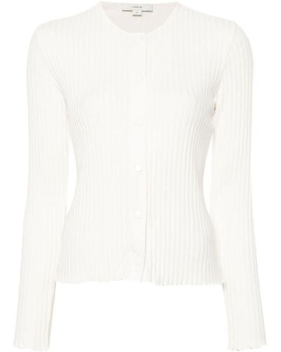 Vince Scallop-edge Ribbed-knit Cardigan - White