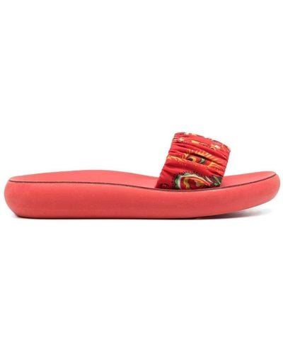 Ancient Greek Sandals Sandalias Tayegete con motivo de bandana - Rojo