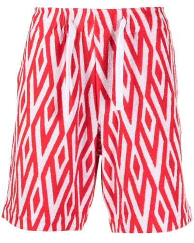 Orlebar Brown Diamond-jacquard Knitted Shorts - Red
