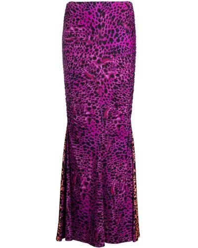 Roberto Cavalli Animal-print Fishtail Skirt - Purple