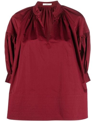 Co. Oversized Puff Sleeve Top - Red