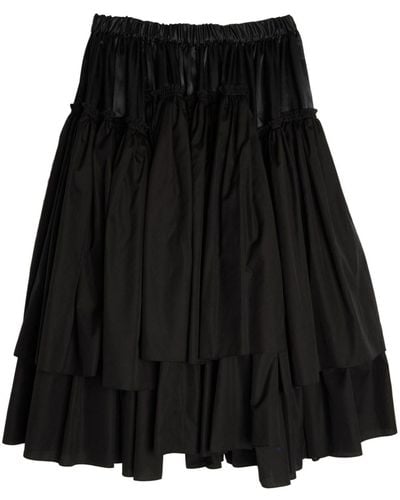 Comme des Garçons Ruffled Cotton Satin Skirt - Black