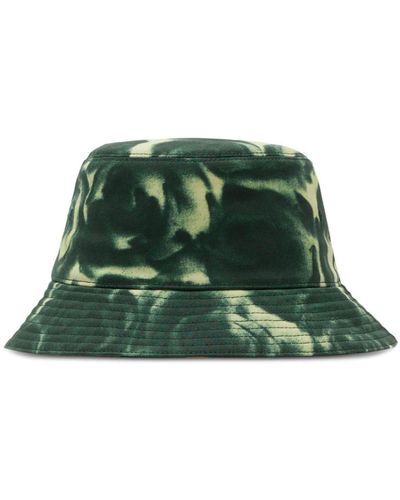 Burberry Abstract-pattern Print Cotton Bucket Hat - Green