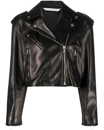 Palm Angels Zip-up Leather Jacket - Black