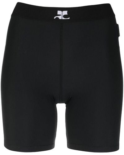 Courreges Logo-print Biker Shorts - Black