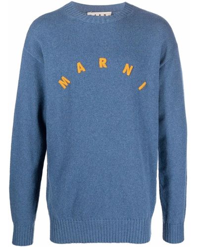 Marni Trui Met Geborduurd Logo - Blauw