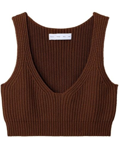 Proenza Schouler Ribbed-knit Cotton Top - Brown
