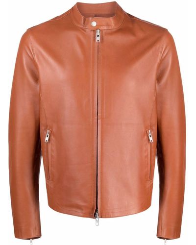 S.w.o.r.d 6.6.44 Band-collar Leather Jacket - Brown