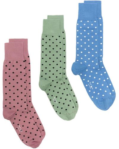 Paul Smith Polka Dot-print Socks (three Pack) - Blue