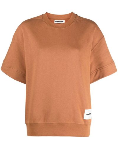 Jil Sander T-shirt à patch logo - Marron