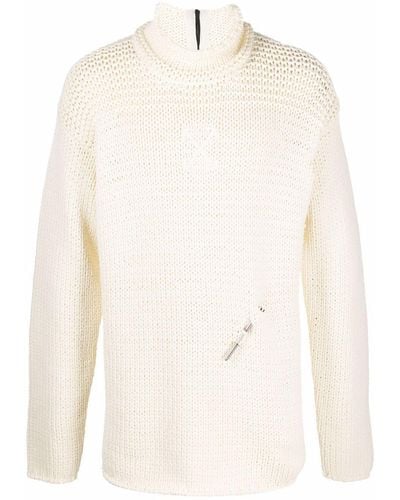 Off-White c/o Virgil Abloh Meteornail Knit Zip Mockneck Sweater - Natural