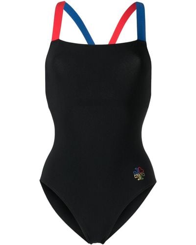 Tory Burch Logo-detail Colorblocked Swimsuit - Black