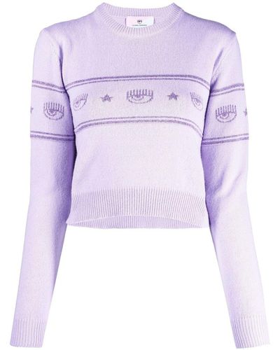 Chiara Ferragni Intarsia-knit Logo Sweater - Purple