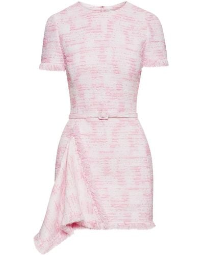 Oscar de la Renta Textured Tweed Draped Minidress - Pink