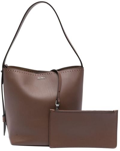 Max Mara Archetipo Leather Shoulder Bag - Brown
