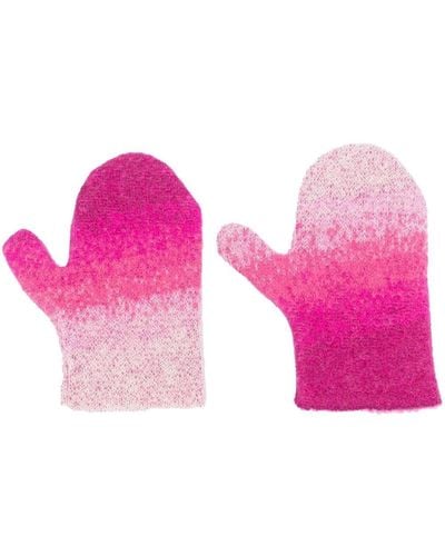 ERL Ombré-effect Knitted Mittens - Pink