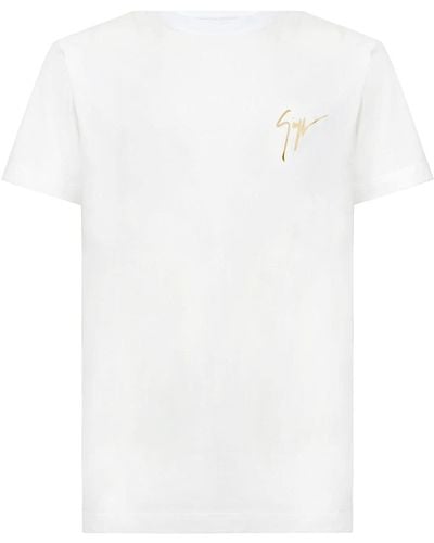 Giuseppe Zanotti Camiseta con estampado de firma - Blanco
