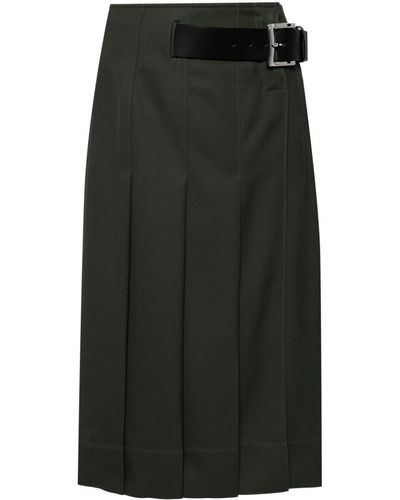 Tibi High-waist Pleated Skirt - Green