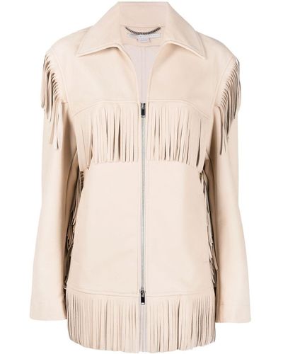 Stella McCartney Chaqueta con cremallera y detalle de flequillo - Neutro