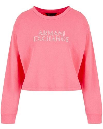 Armani Exchange Sweater Verfraaid Met Logo - Roze