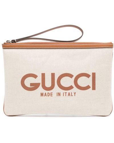 Gucci Clutch Met Logoprint - Naturel
