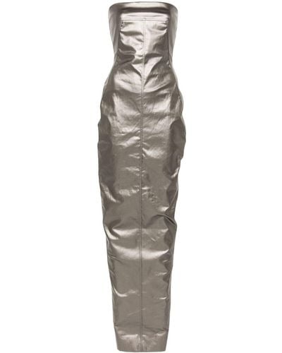 Rick Owens Lido Corset Coated Denim Gown - Metallic