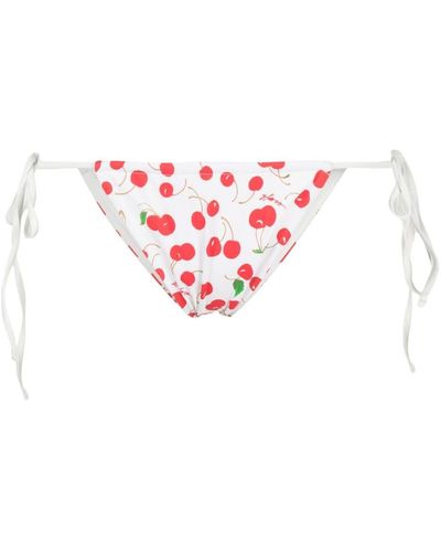 Frankie's Bikinis Bragas de bikini con cerezas estampadas - Blanco