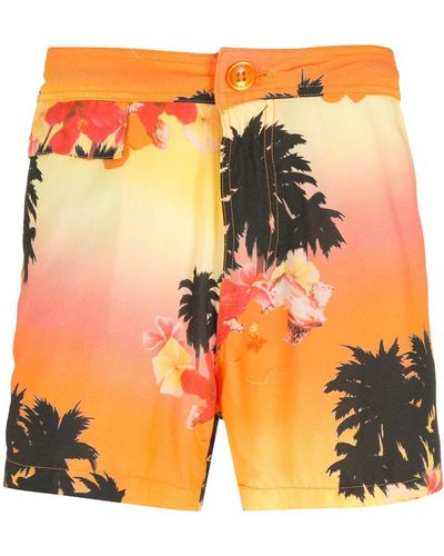 Amir Slama Short Ilha de Hibiscus - Orange