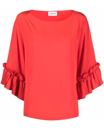 P.A.R.O.S.H. Blouse Met Ruches - Rood