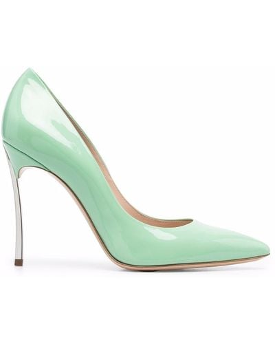 Casadei Blade 110mm Leather Pumps - Green