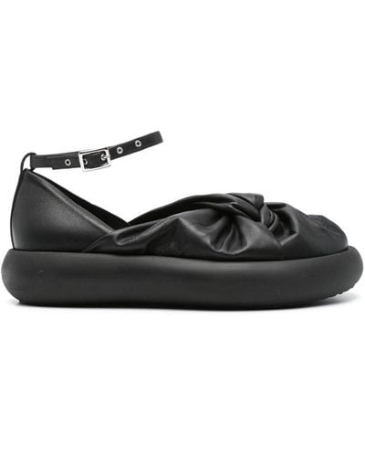 Vic Matié Knot-detail Leather Sandals - Black